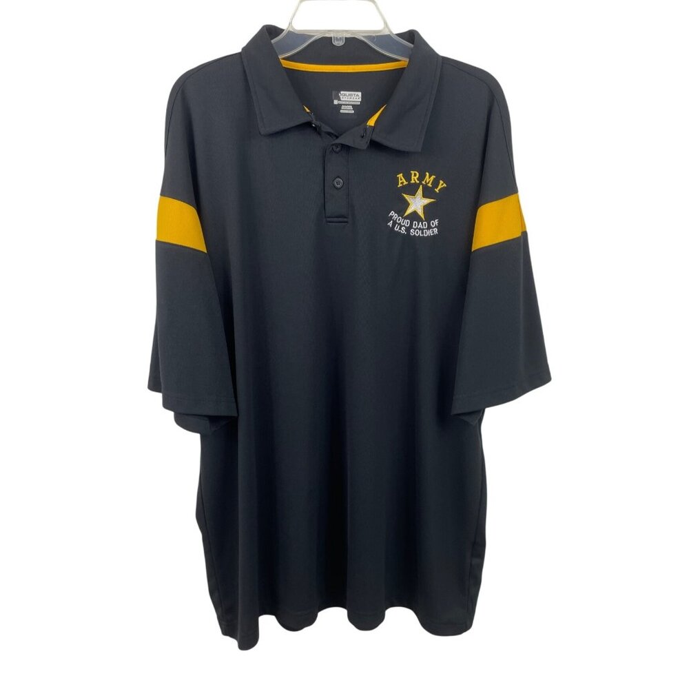 Army Proud Dad of US Soldier Black Short Sleeve Polo Shirt Mens Size XL Augusta